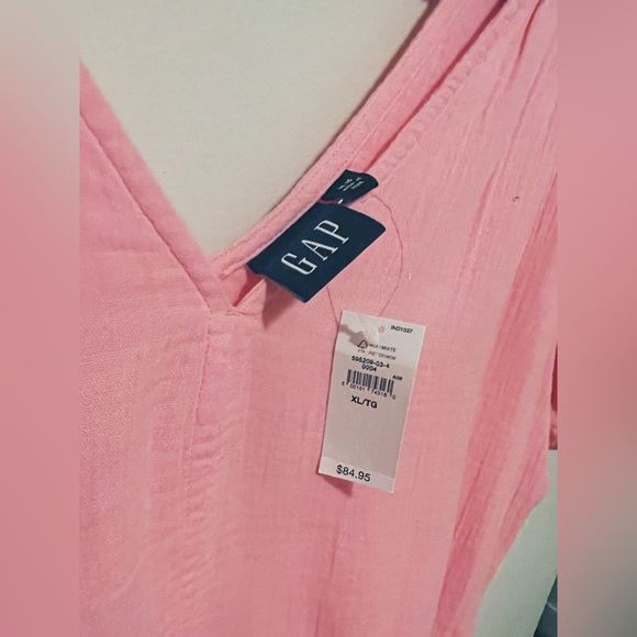 Gap pink crinkle gauze puff sleeve tiered mini dress - Picture 3 of 8
